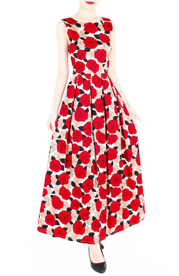 Nights of Fancy Rose Flare Maxi Dress - Red